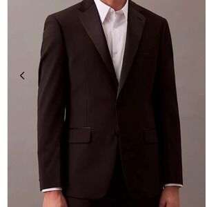 Calvin Klein Slim Fit Infinite Stretch Black Tuxedo Jacket Wool Blend 42S 0809